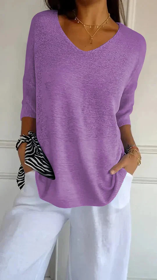 GR  | Bequemes Damen-Stricktop mit V-Ausschnitt