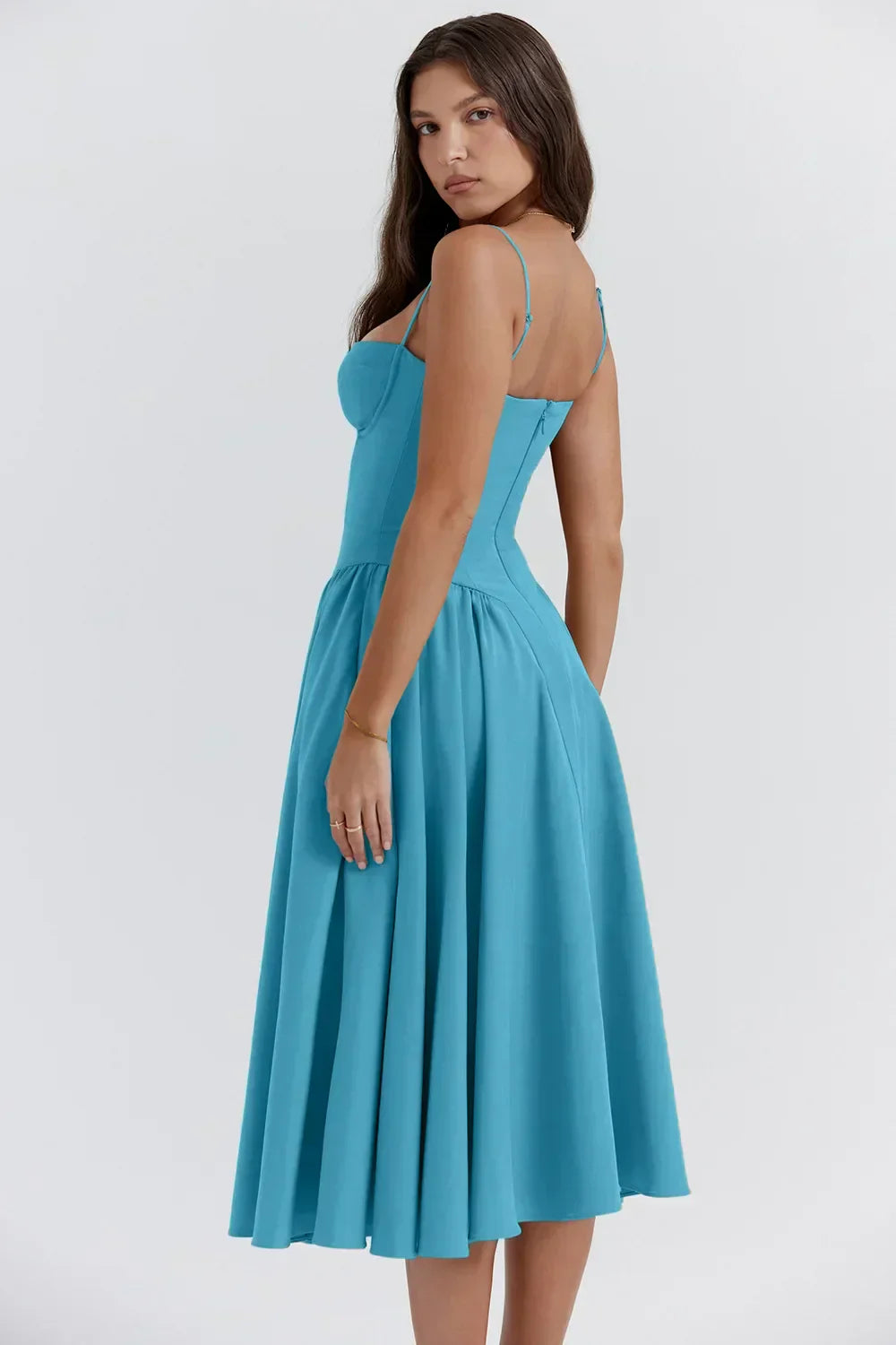 GR | Ärmelloses Midikleid Mit Korsett Passform