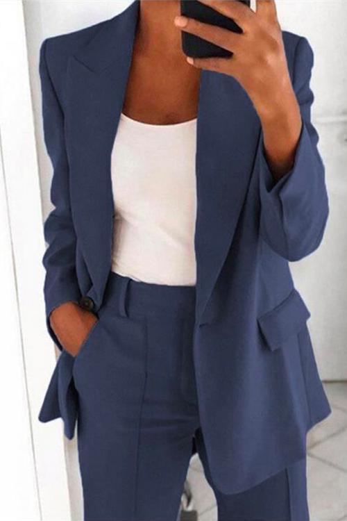 GR | Rosiedress One-Button Solid Color Office Blazer Jacket