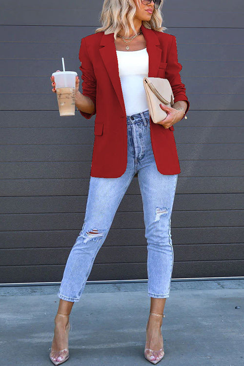 GR | Rosiedress Classic One-Button Back Slit Pocket Blazer