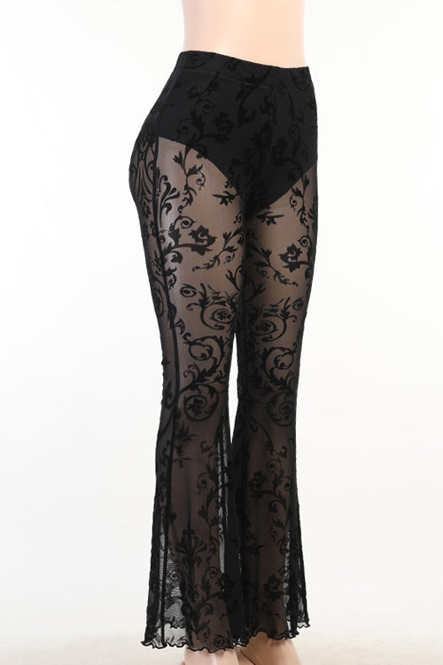 GR | Rosiedress Elastischer Bund Glockenboden Netzspitzenhose