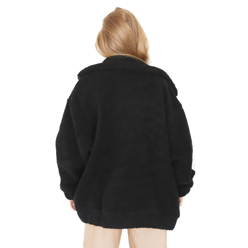 GR | Women's Fleece Sweatshirt with Wide Collar
