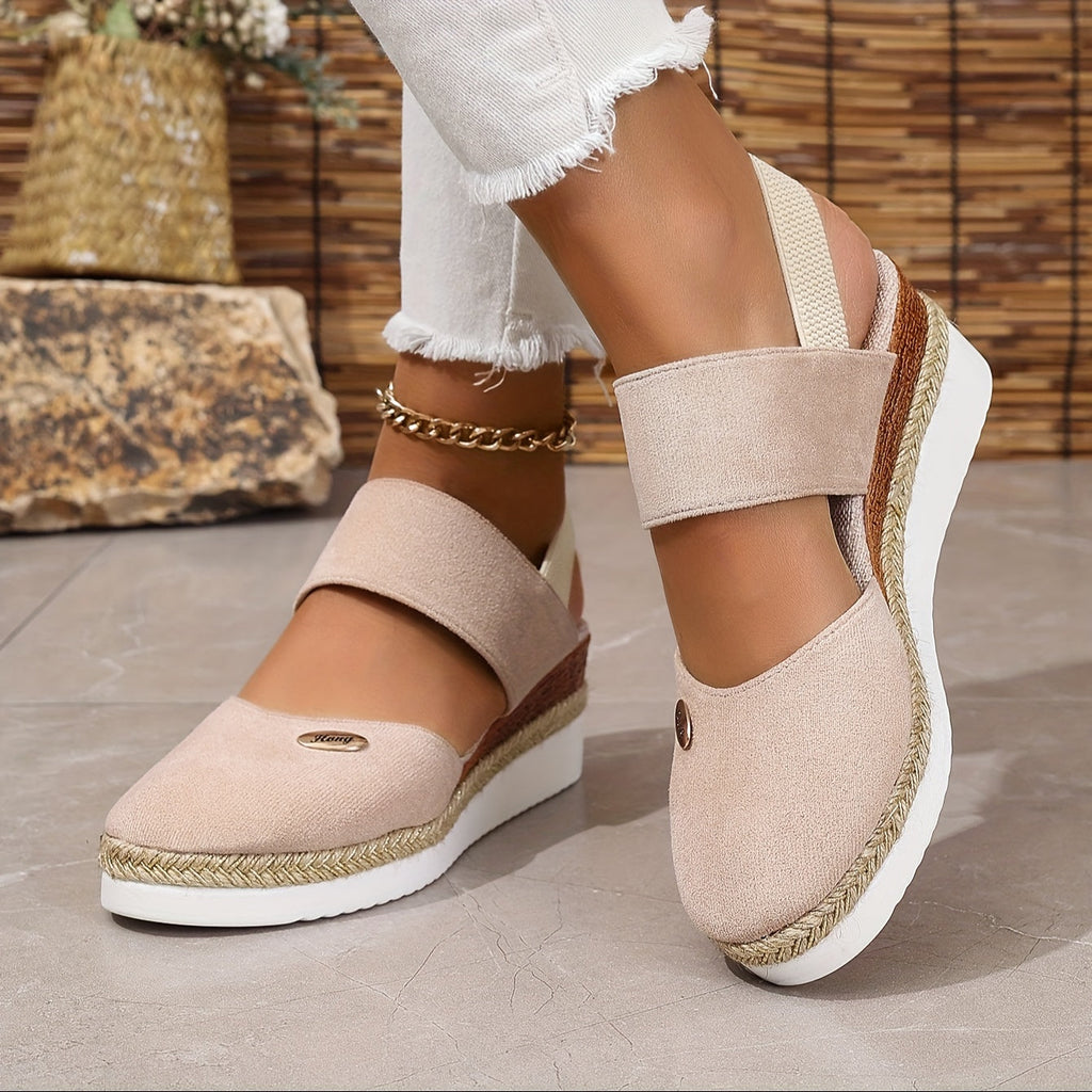GR | Women's Platform Sandals: Non-slip, Closed Toe, Elastic Strap