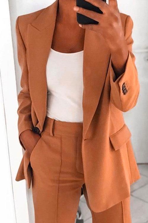 GR | Rosiedress One-Button Solid Color Office Blazer Jacket