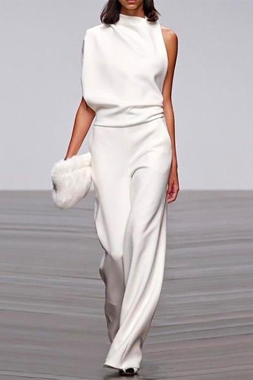 GR | Rosiedress One Shoulder Waist Wide Leg Jumpsuit