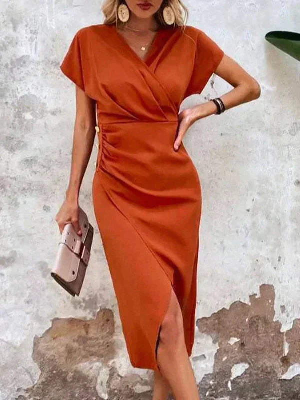 GR | Damen Midikleid mit V-Ausschnitt