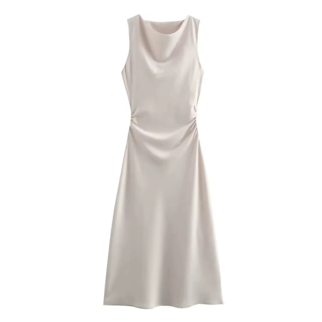 GR | Satin Maxi Dress Elegant Draping