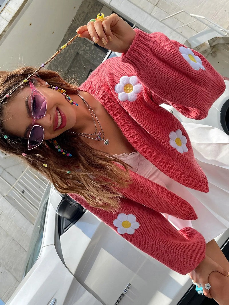 GR | Geblümter Strick-Cardigan für Damen