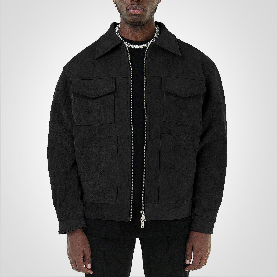 GR | Short suede jacket with zipper: style & comfort