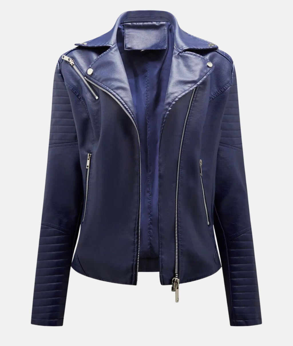 GR | Women's leather jacket without hood - Stylish biker jacket