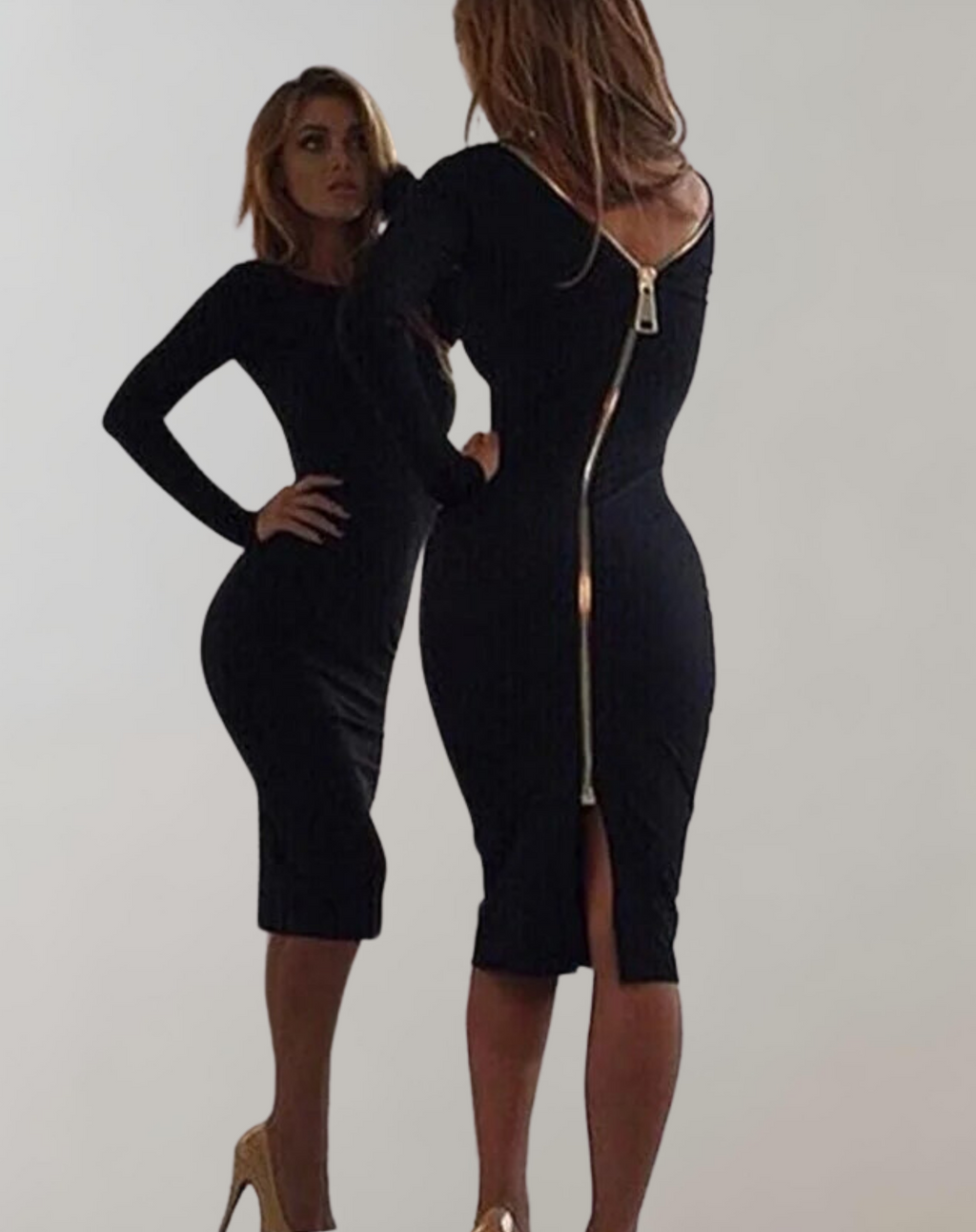 GR - Long-sleeved dress with back zipper 