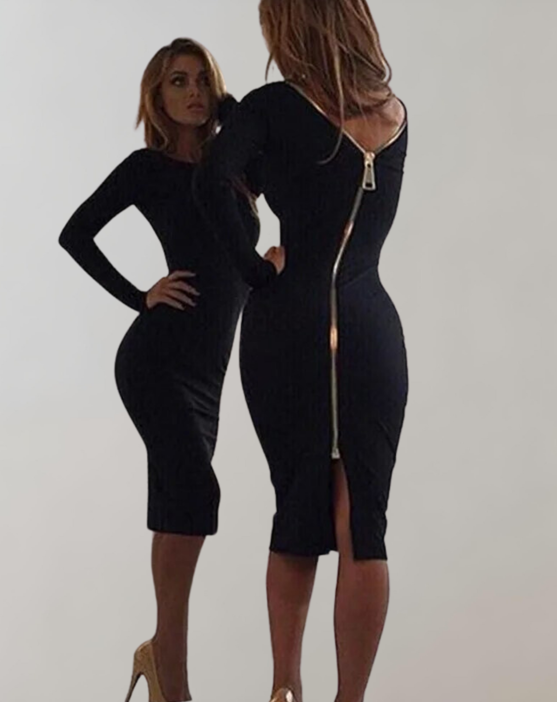 GR - Long-sleeved dress with back zipper 