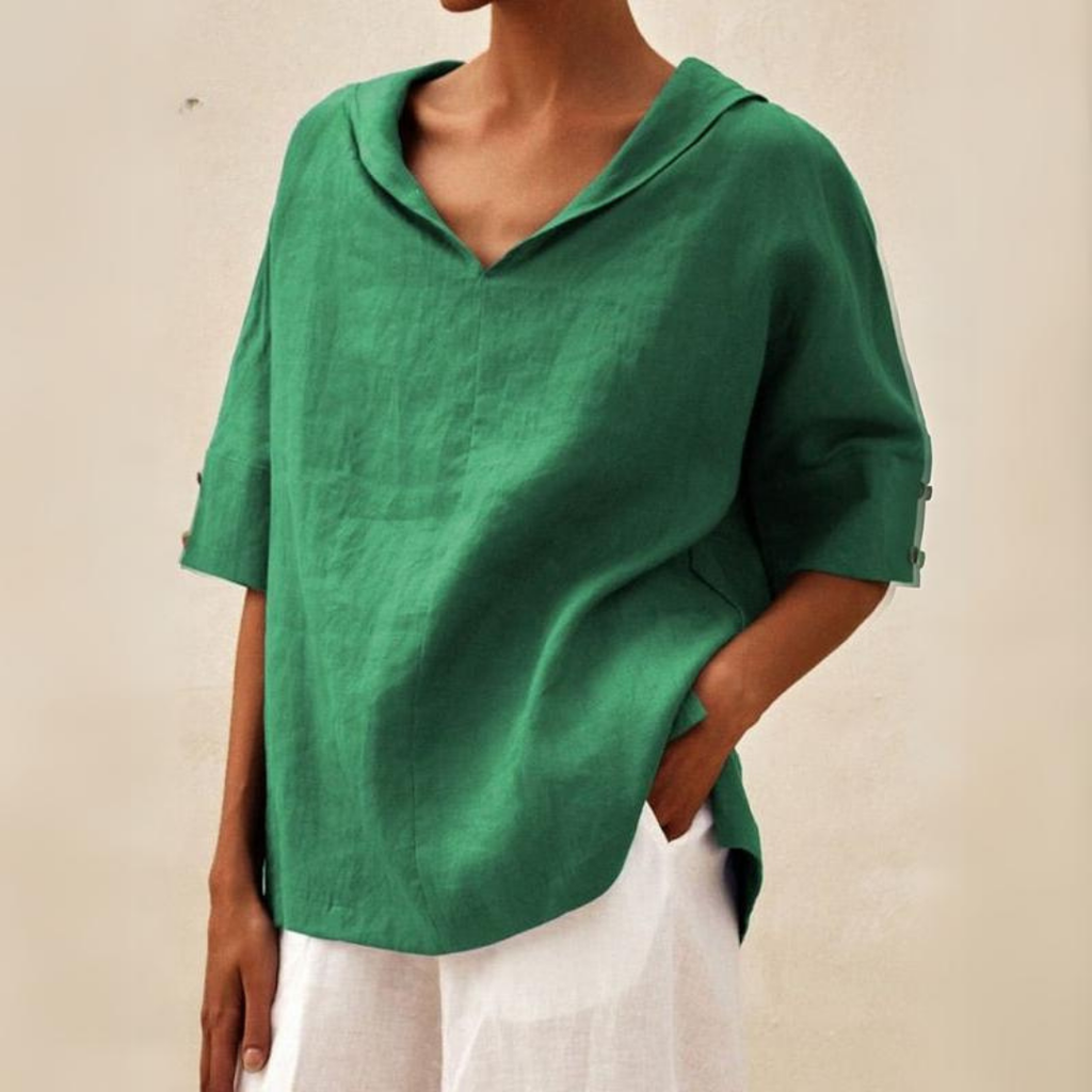 GR | Women's V-neck casual linen shirt