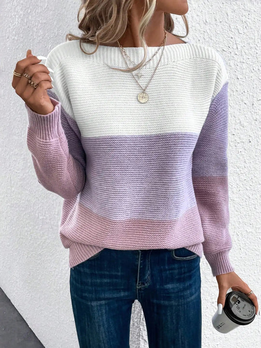 GR | Elegant three-color patchwork sweater