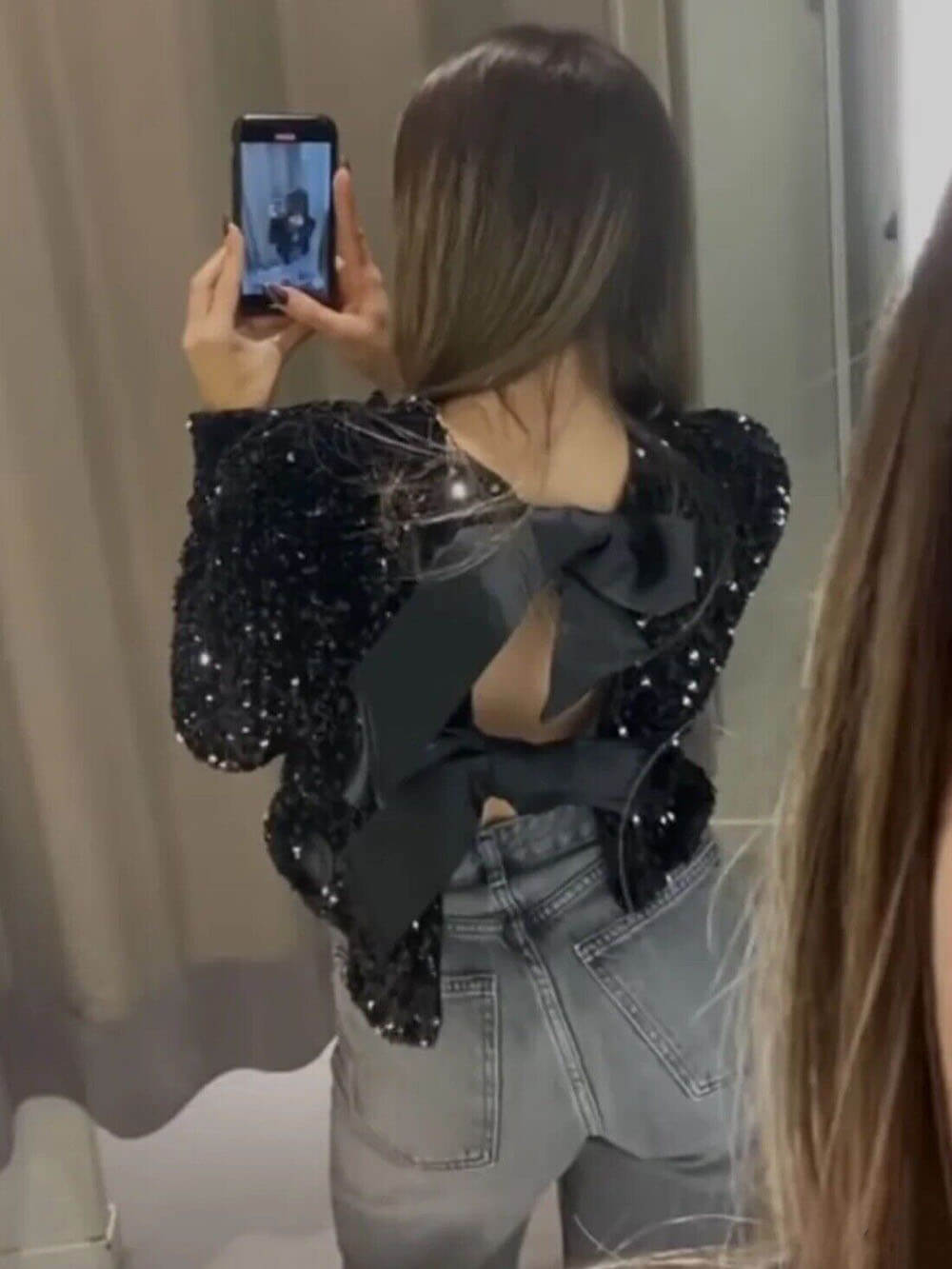 GR | Tie front sequin jacket