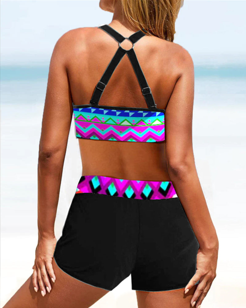 GR | High-cut bikinis with geometric print