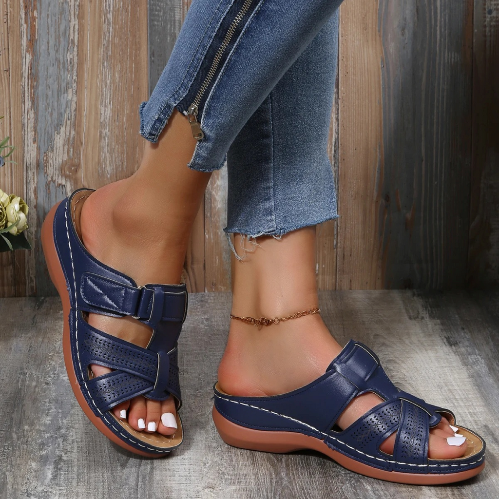 GR | Orthopedic leather sandals for women with open toe