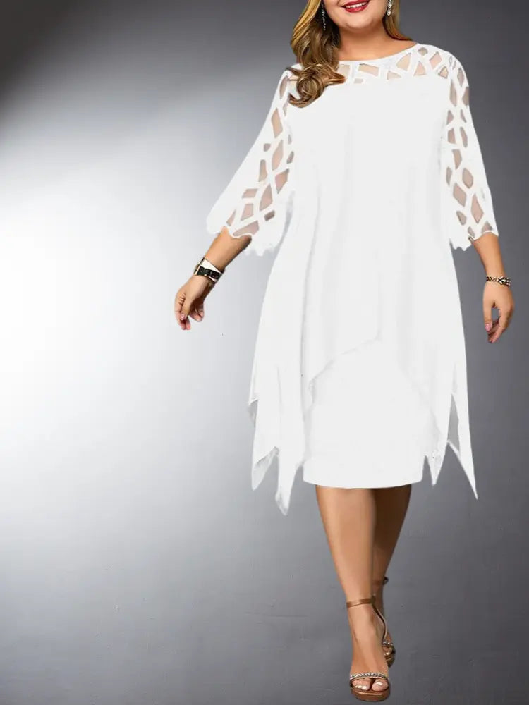 GR | Elegantes Plus Size Spitzen Midi Kleid