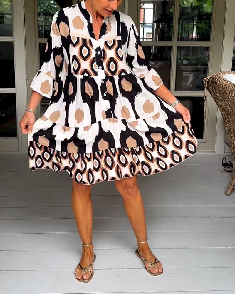 GR A-line Kleid | Stilvolles bedrucktes Midi-Sommerkleid für Frauen mit Taschen