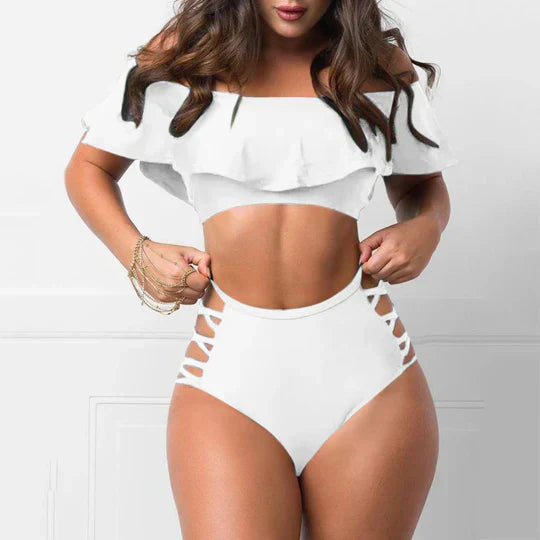 GR | Off-the-shoulder bikini set with ruffles