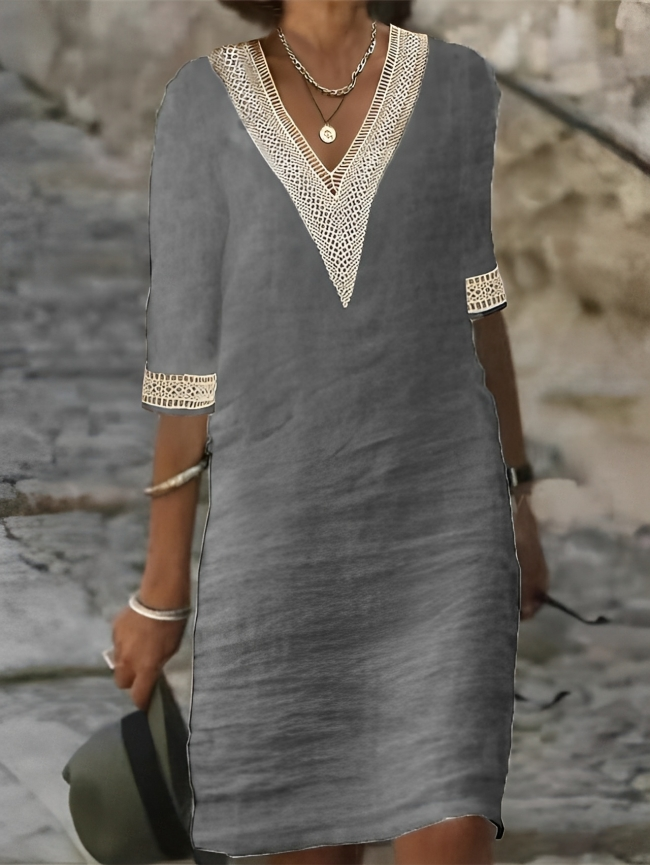 GR | Chic cotton-linen dress for women
