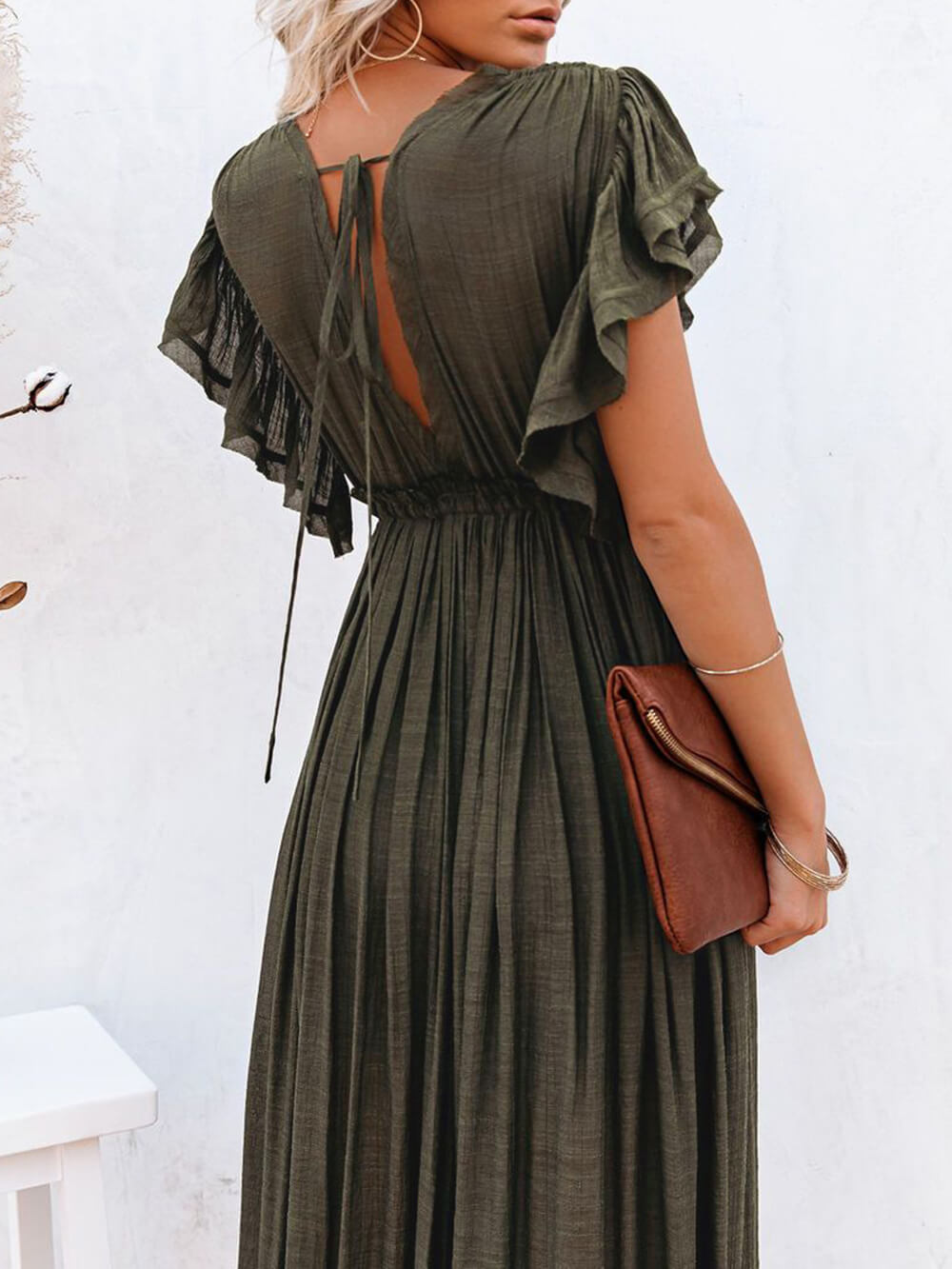 GR | Style Maxi Dress with Flutter Sleeves for Women