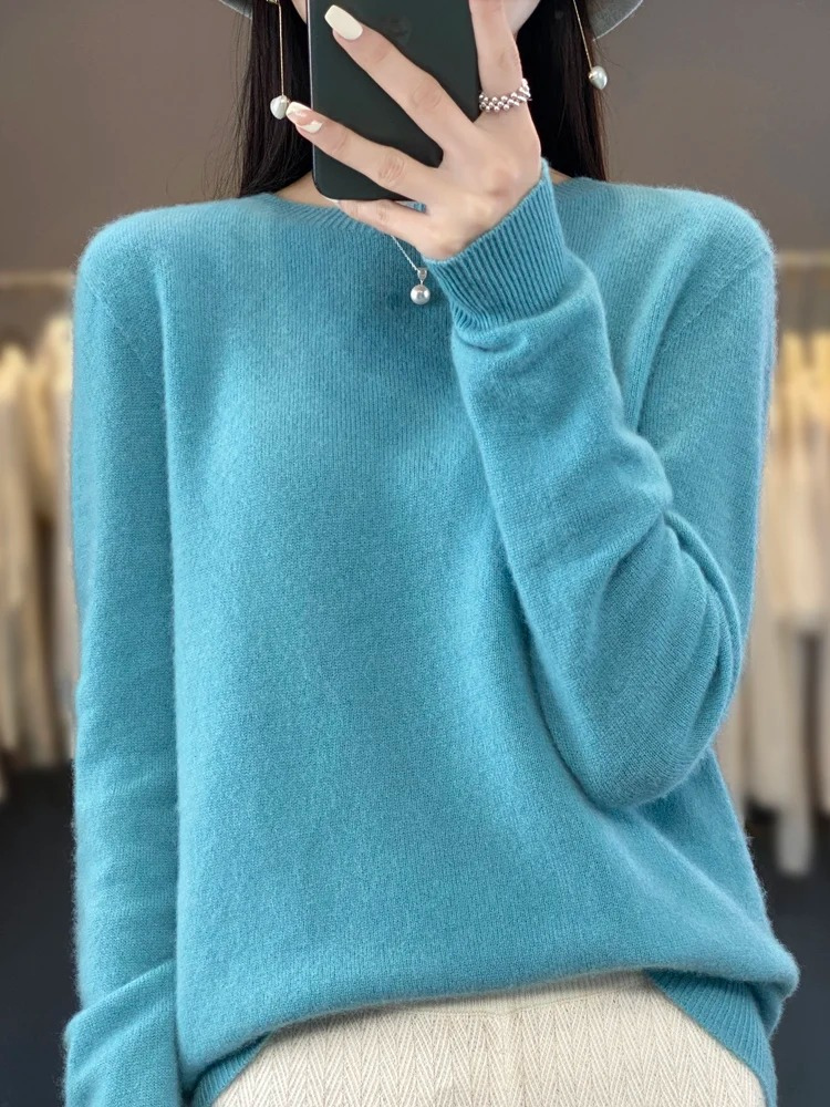 GR | Kaschmir Pullover Damen Runder Ausschnitt Weicher und Eleganter Strickpullover