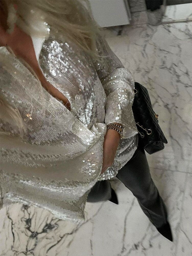 GR - Extra-large glitter shirt for women