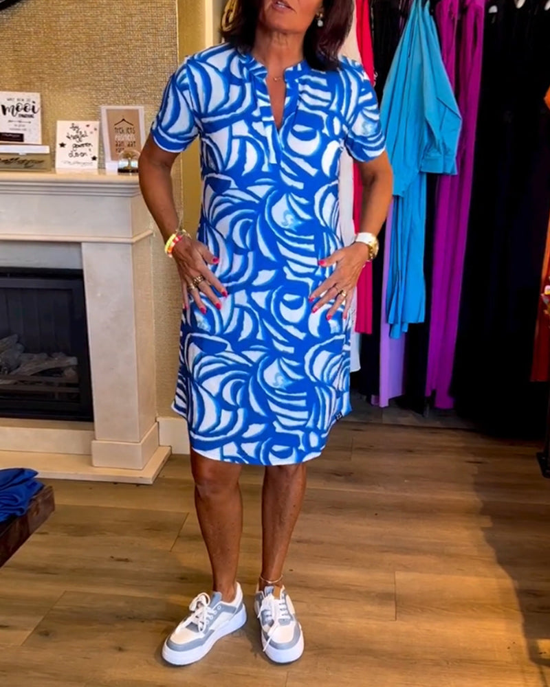 GR | Casual short-sleeved dress with print