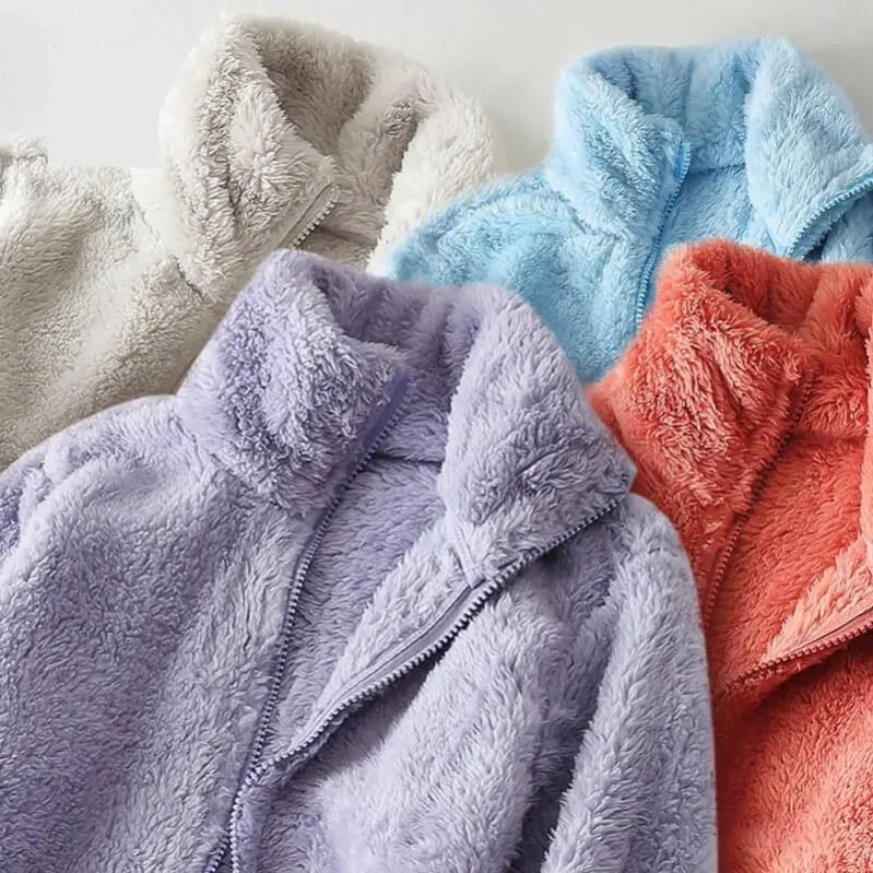 and a fluffy jacket with a zipper, fleece vest