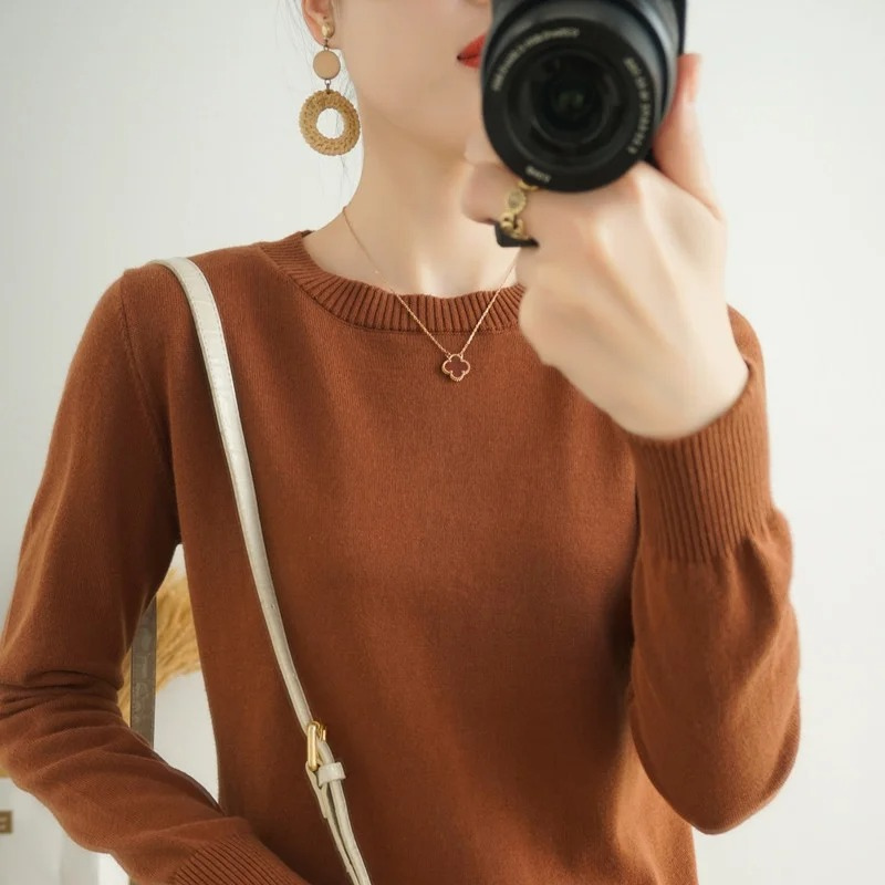 GR | Cashmere Pullover Damen Klassischer Rundhals, Weich & Atmungsaktiv