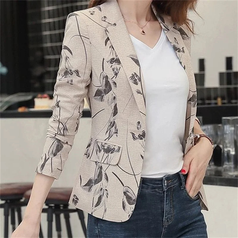 GR | Women's Floral Pattern Blazer Perfect for Spring and Summer