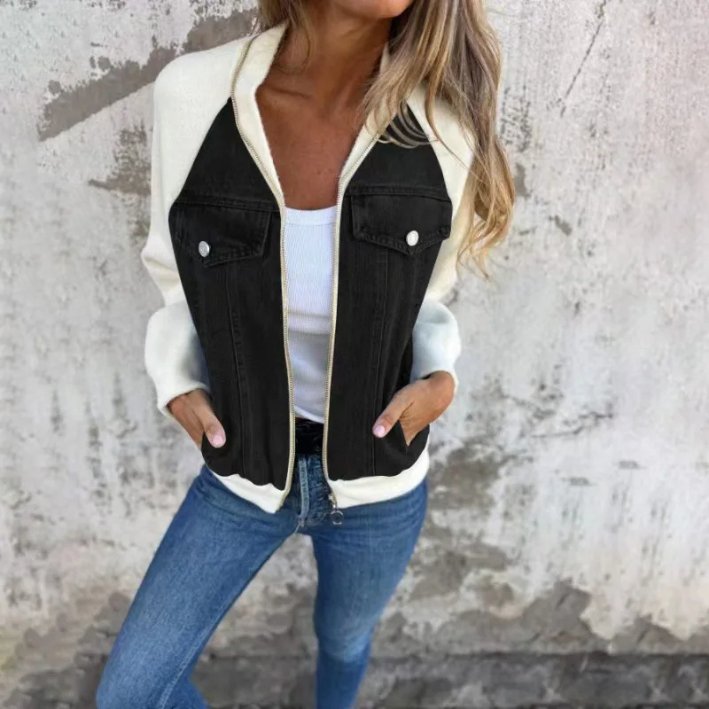 in a denim look with pocket details and a comfortable fit