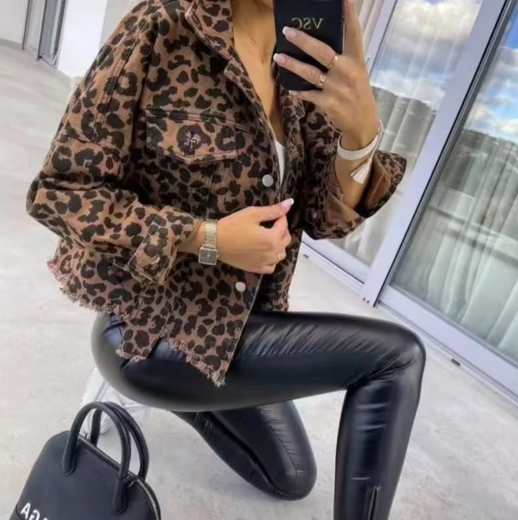 GR | Leopard Print Denim Jacket