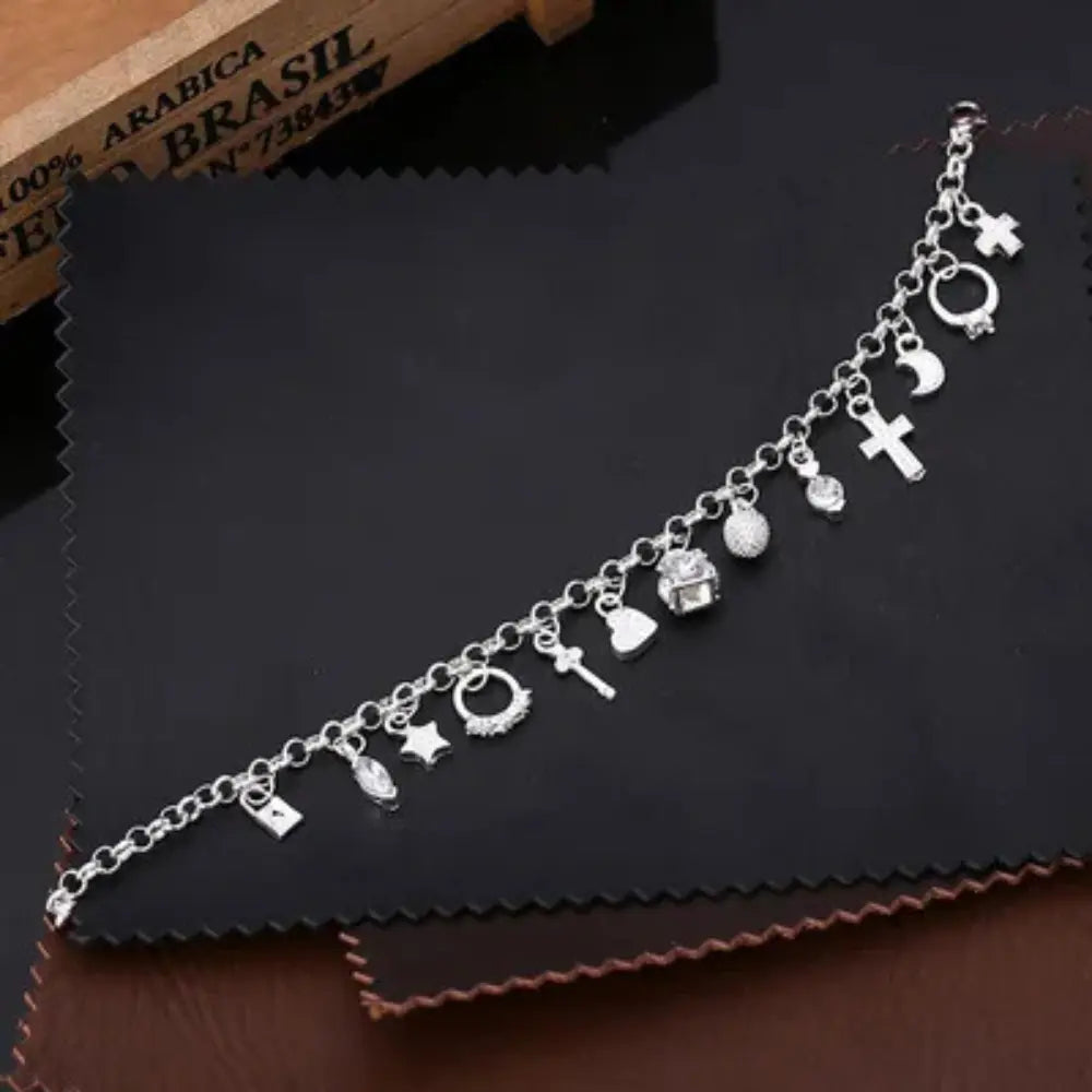GR | Sterling Silver Charm Bracelet for Women