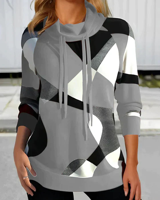 GR - Hooded top with high collar and contrast