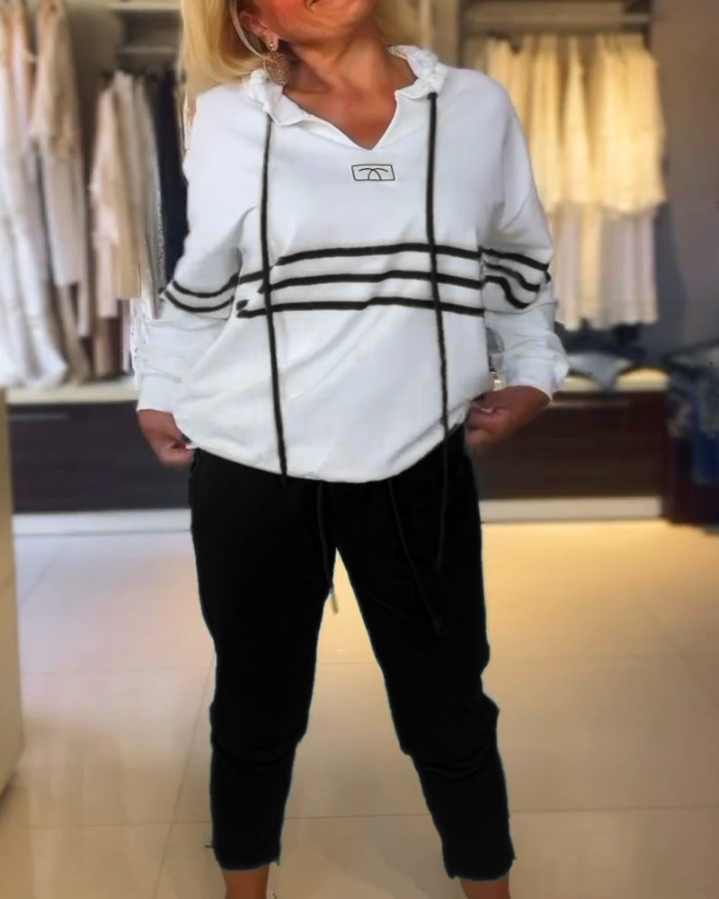 GR | Set aus gestreifter Hose und Kapuzenjacke
