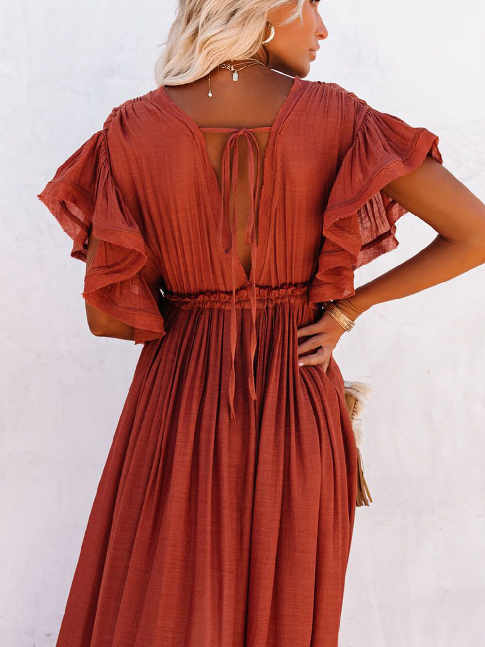 GR | Style Maxi Dress with Flutter Sleeves for Women