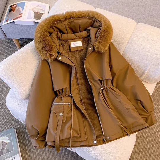 Jacket with hood, lined with fleece