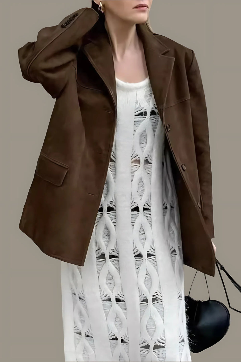 GR | Women's Suede Blazer Classic & Casual Brown Women's Jacket