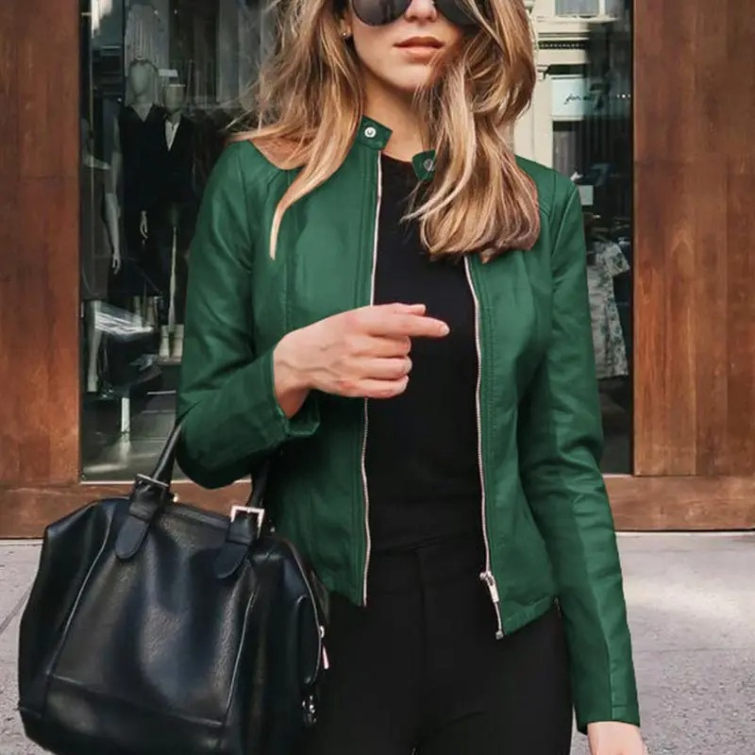 GR - women's leather motorcycle jacket