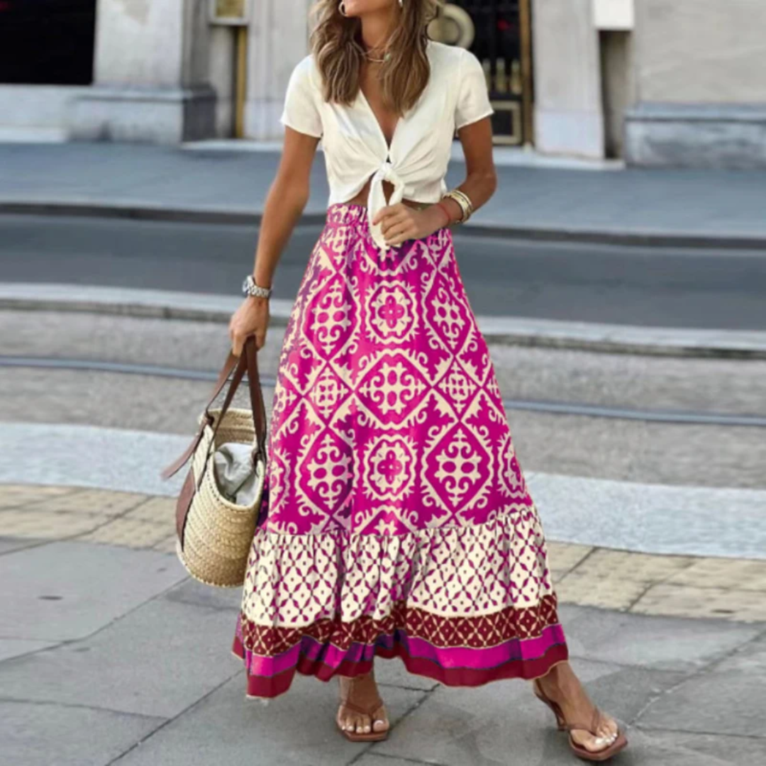 GR | Trendiger High Waist Rock Mit Geometrischem Muster