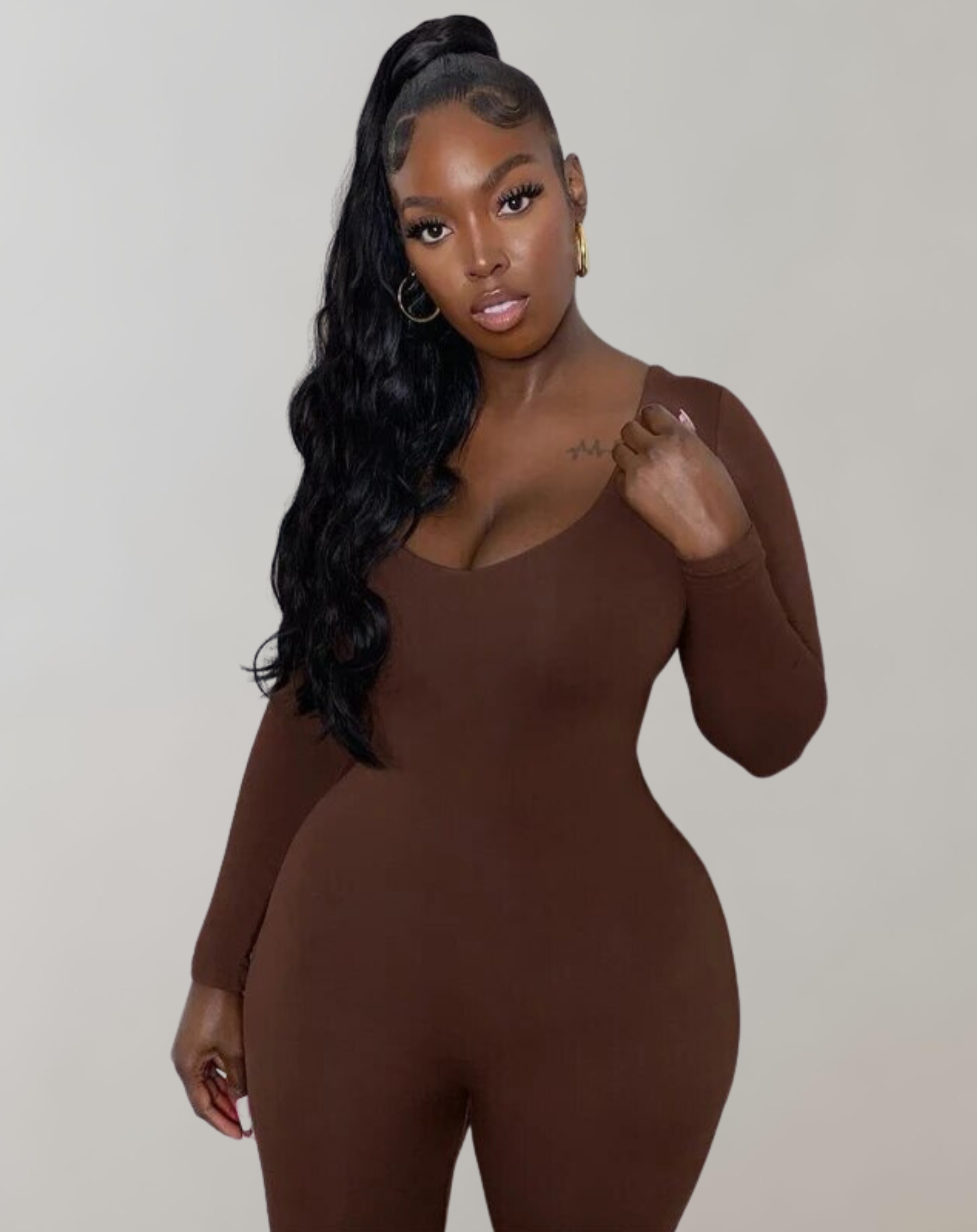 GR - Long-sleeved slit jumpsuit