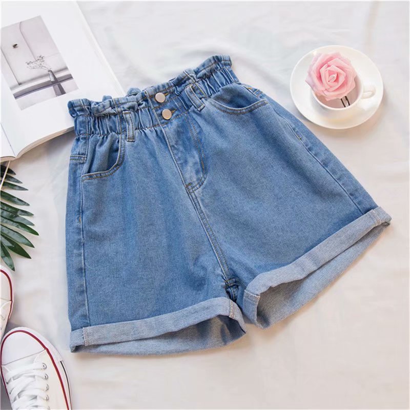 Damen Denim-Shorts mit hohem Bund und elastischem Taillenbereich GR