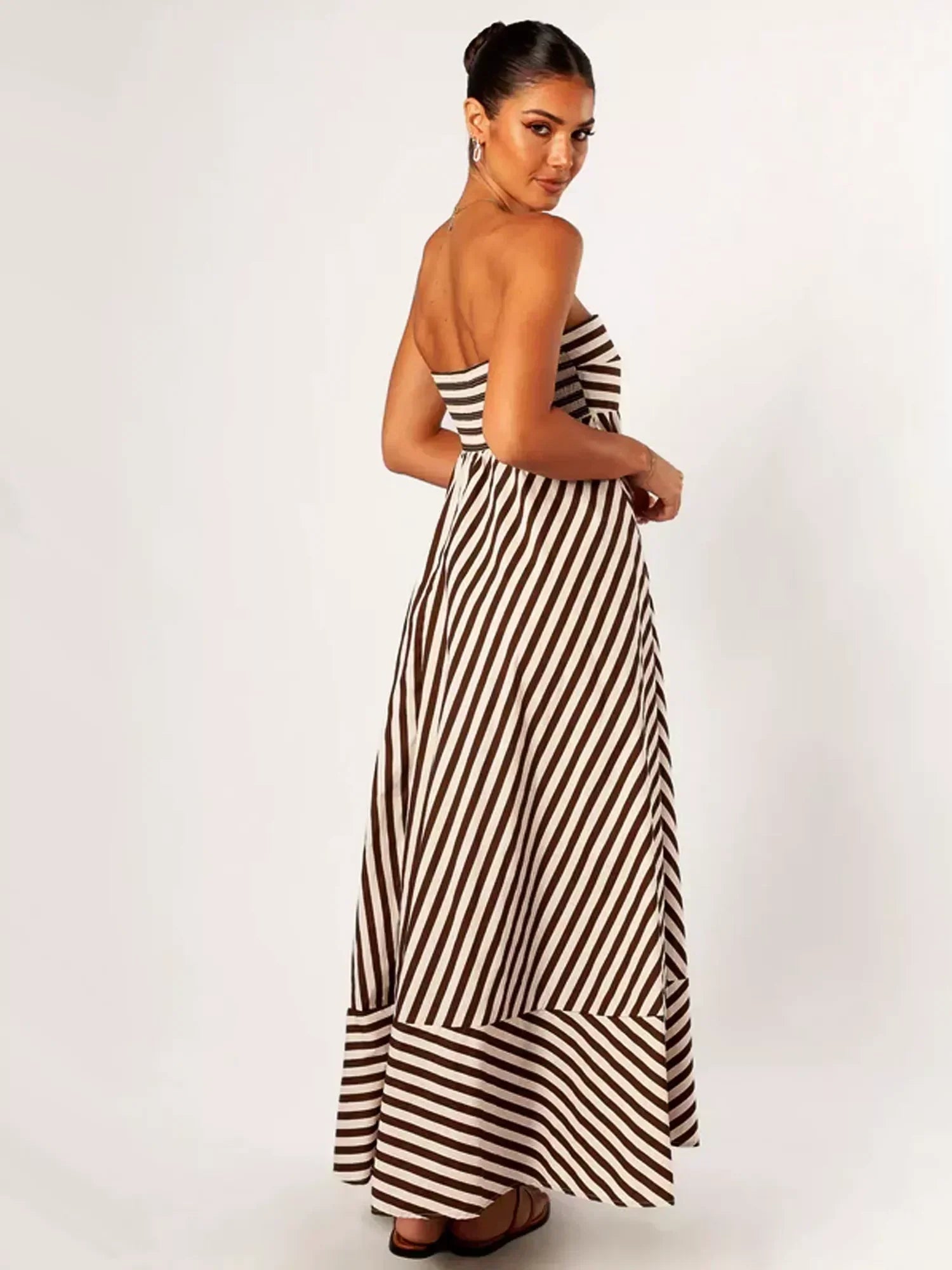 GR | Strapless Striped Maxi Dress for Women