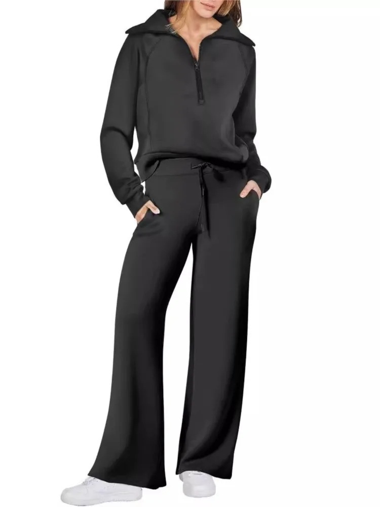 GR | Comfortable women's loungewear set with stand-up collar and drawstring, modern set