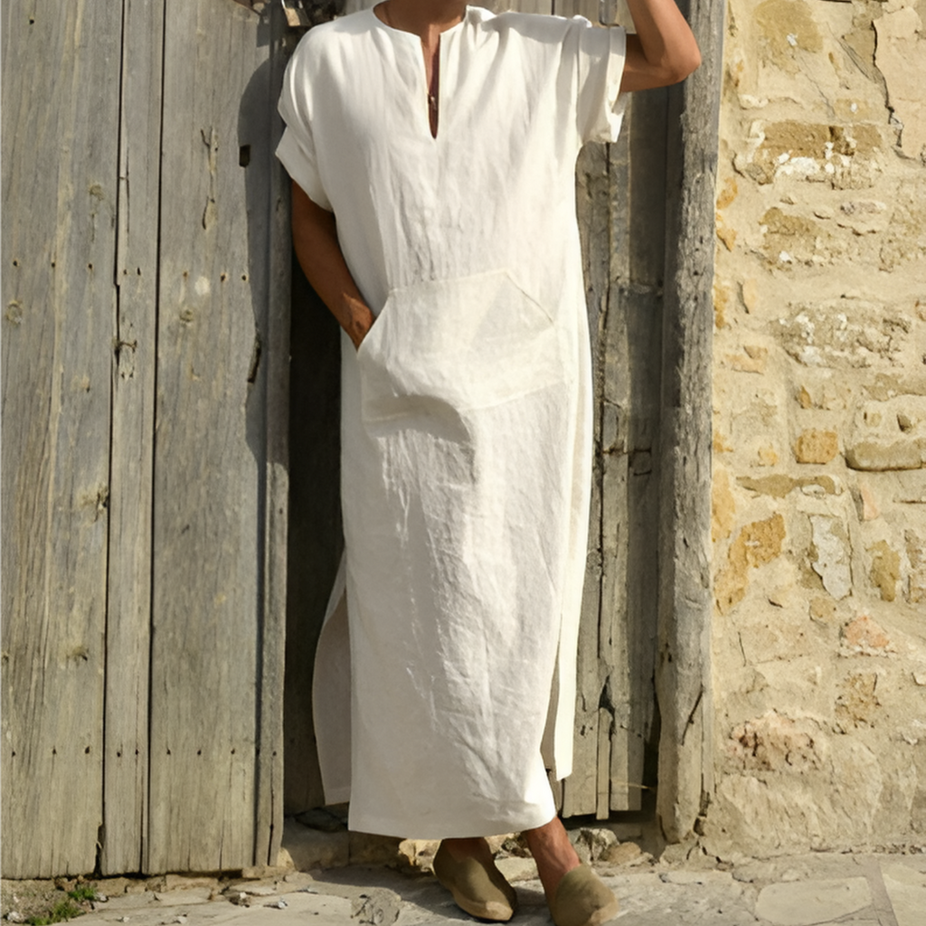 GR | Langes Hemdkleid Mit Schlitz Bequem, Vielseitig & Leichtgewichtige Mode