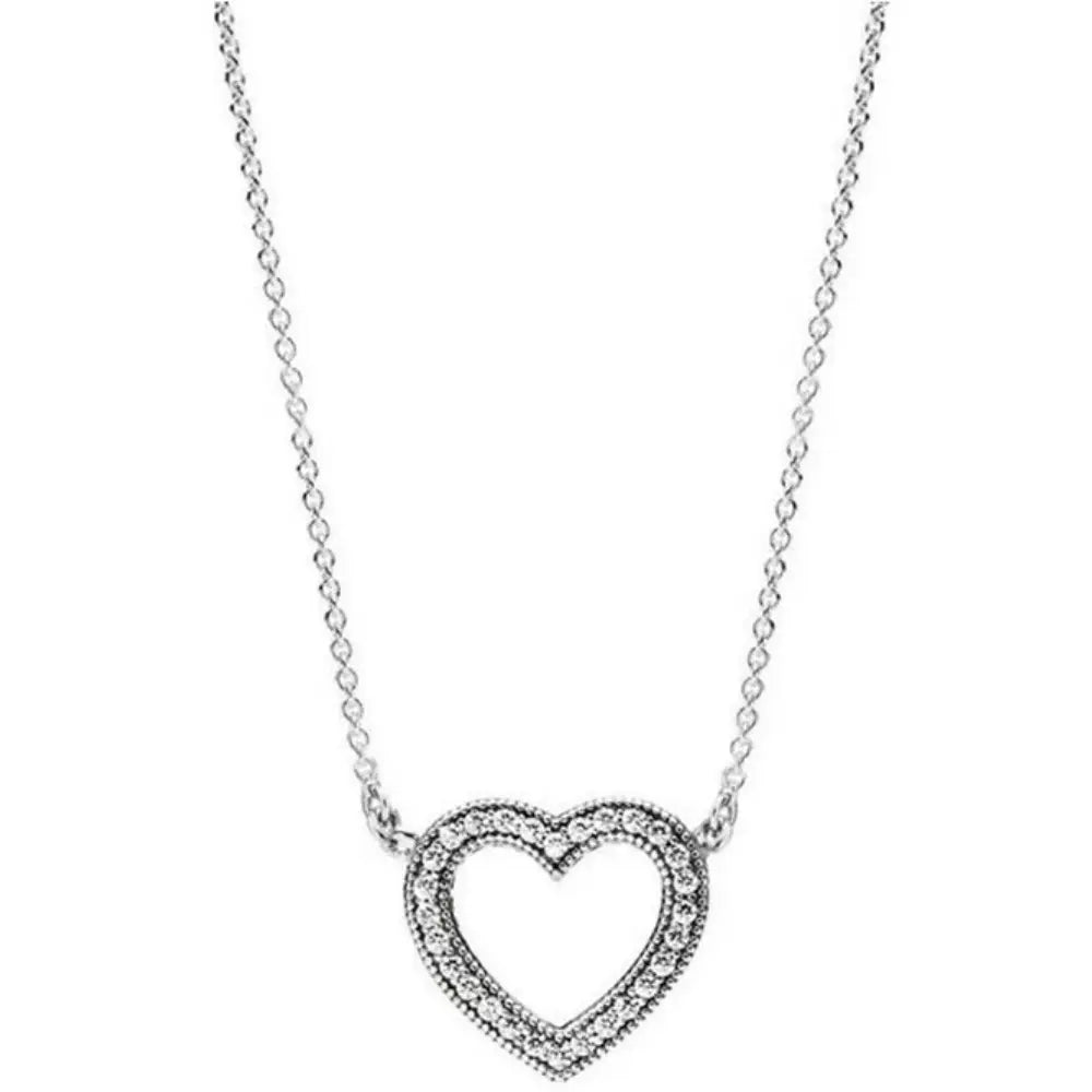 GR | Sterling Silver Eye-Blinding Heart-Shaped Pendant Necklace for Women