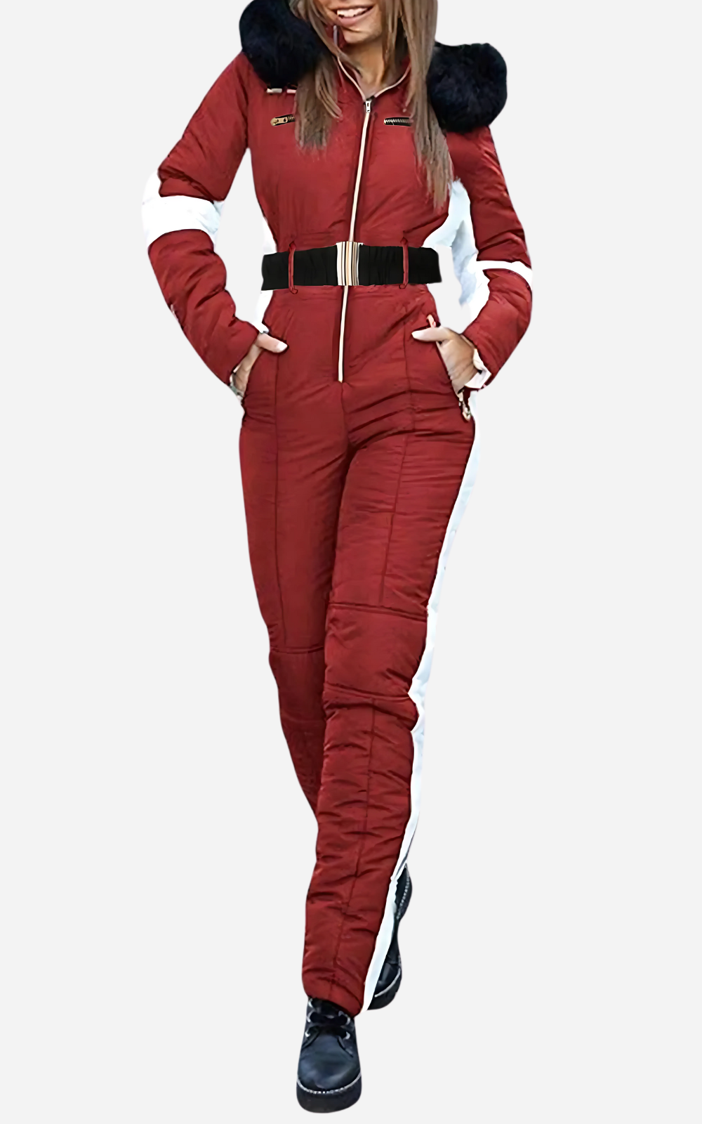 GR | Ski Overall 1 Piece With Belt Women's Elegance and Warmth
