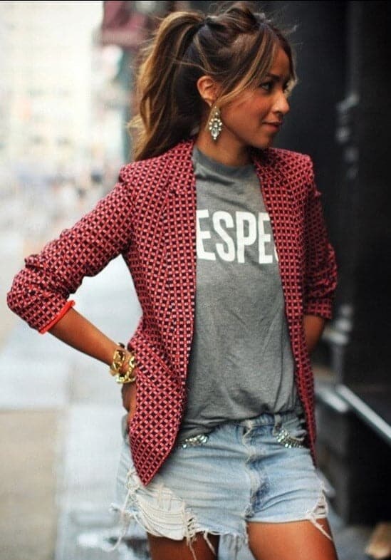 GR | Red plaid jacket for women